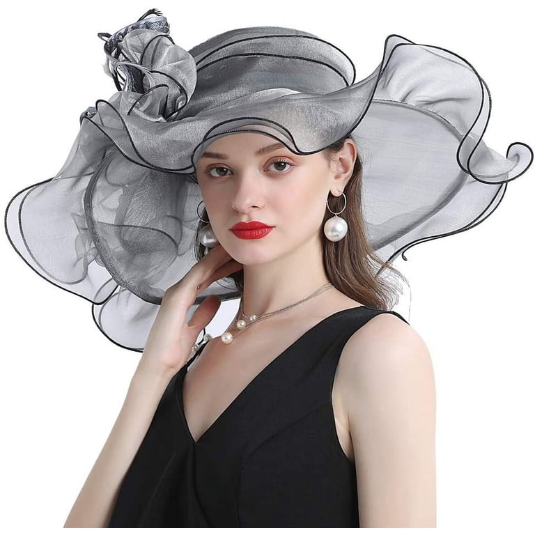 Women Hats Organza Butterfly Decoration Wide Brim Occasion  display picture 1