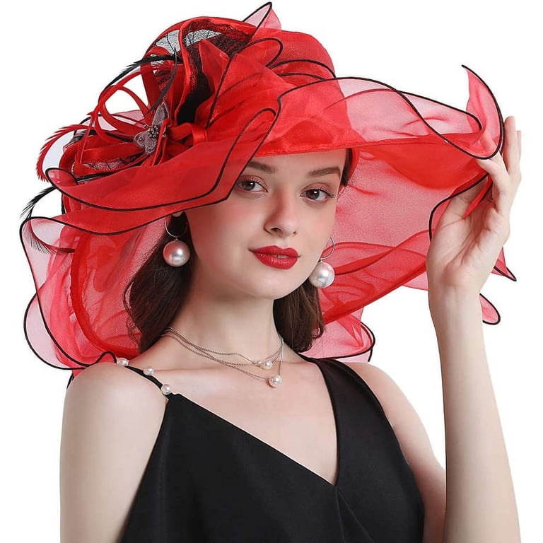 Women\'s Derby Fascinator Hat with Butterfly Flower Wide Brim for Special WINDLAND Butterfly-Flower Derby Hat for Tea-Party Women  main image 2