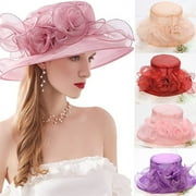 Women Hats Tea Party Organza Church Wedding Dress Hats Summer Fascinators Hats Girl Elegant Fair Lady Headwear