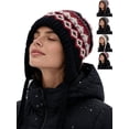 thumbnail image 1 of Women Hats for Winter Thick Knit Cozy Winter Ski Hat with Ear Covers，Vintage Pattern, 1 of 9
