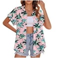 thumbnail image 1 of Women Hawaiian Shirt Soft Cool Summer Hawaii Beach Shirts Floral Tropical Print V Neck T-Shirt Short Sleeve Button Up Blouse Tops, 1 of 7