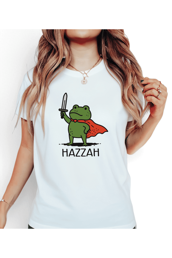 Women Hazzah Frog Warrior Graphic Tees T Shirt Tops Crew Neck Printed Cotton T Shirt White S-5XL