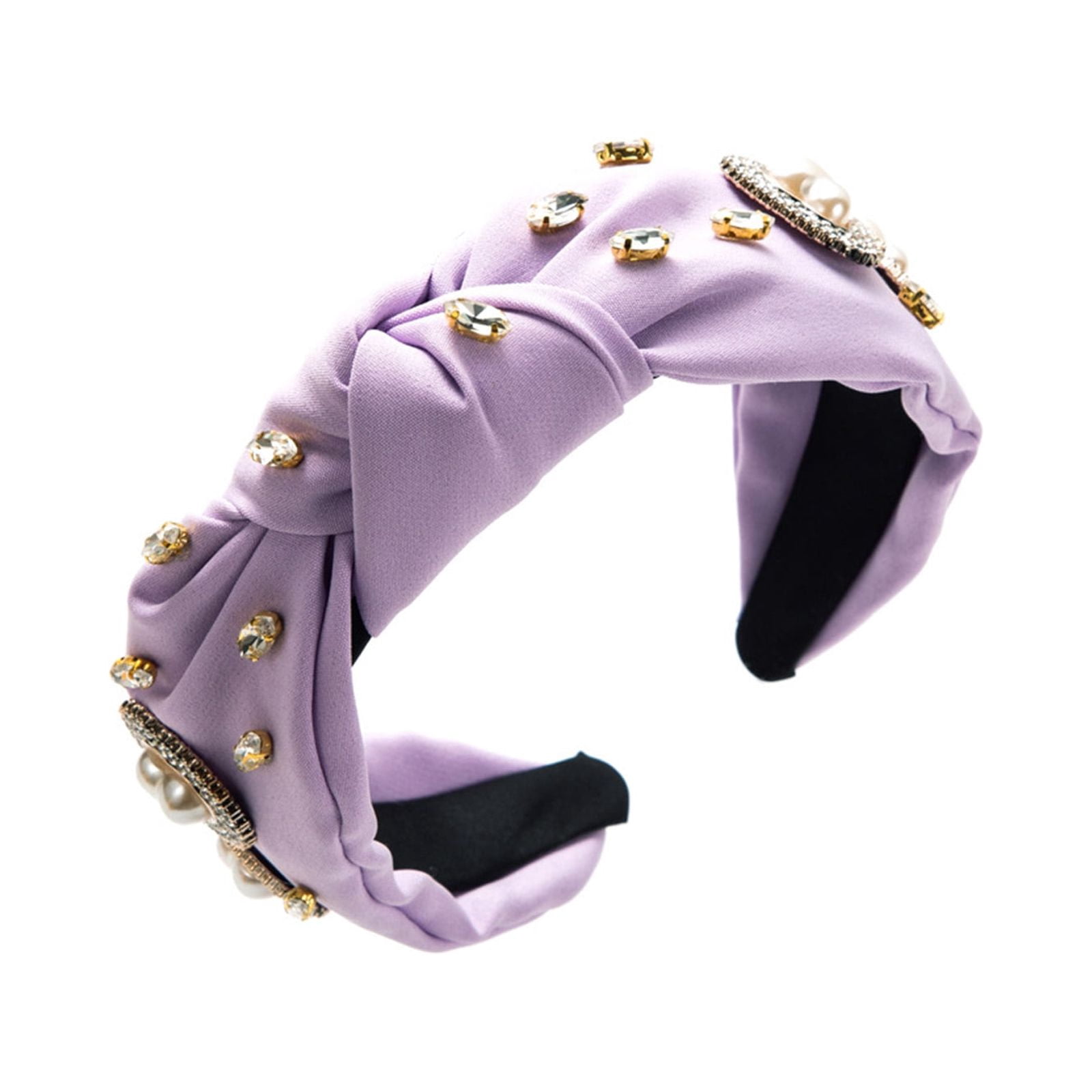 Women Headband Rhinestone Knotted Pearl Jeweled Hairband  display picture 2