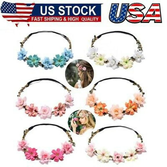 Women Headpieces Collection Accessories - 6 PCS Boho Hair Wreaths, Flower Crowns