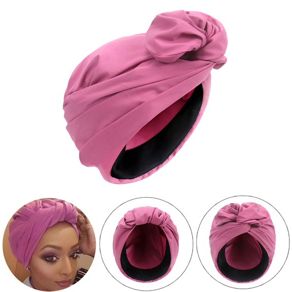 Women Headscarf Solid Color Bow-knot Soft Breathable Hat Retro Headwrap for Ladies Hair One Size