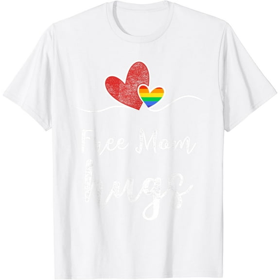 Women Heart Free Mom Hugs Tshirt Rainbow T-Shirt100% cotton