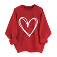 thumbnail image 1 of Women Heart Print Sweatshirt Spring Autumn Women Sweatshirt Heart Print Pure Color Round Neck Loose Long Sleeves Pullover Valentines Day Top Fall Long, 1 of 8