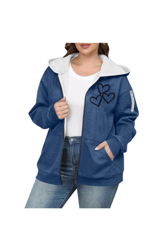 Women Heart Shacket Jacket, Fleece Sherpa Hooded Coat, Fuzzy Thicken Sweatshirt Coat, Winter Warm Overcoat Zip Down Pocket Outwear(Navy,XXXL)