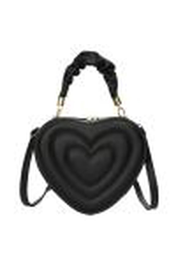 Women Heart Shape Clutch Purse Underarm Bag Stylish Pu Tote Purse Fashion Bag (Black)