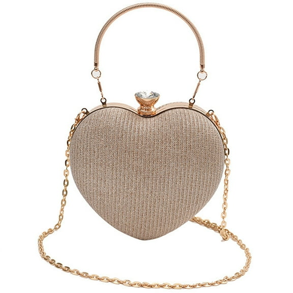 Women Heart Shaped Shoulder Bag Stylish Evening Bag Chain Strap Evening Clutches Bag Evening Handbag for Party Prom