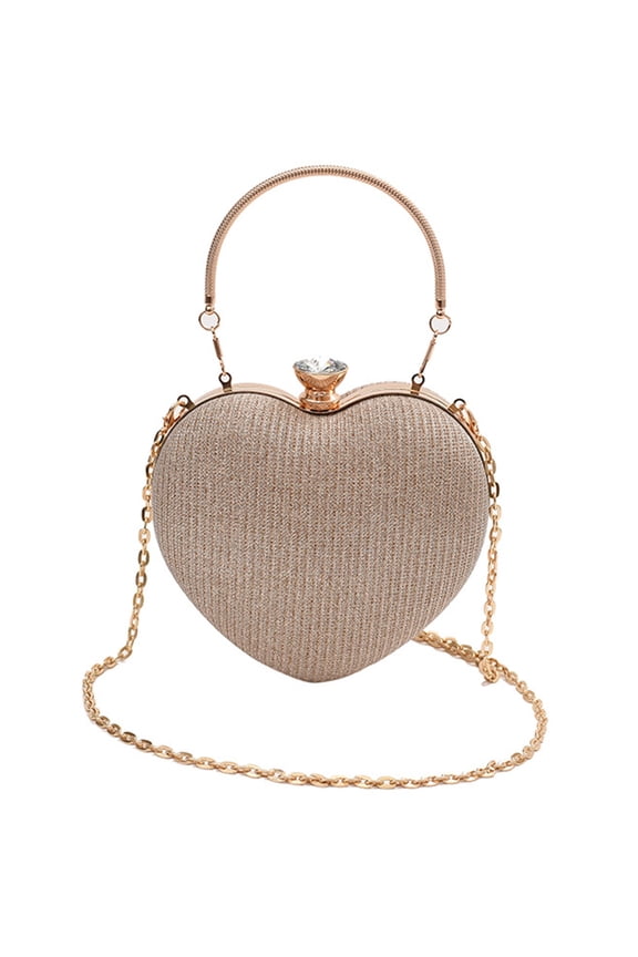 Women Heart Shaped Shoulder Bag Stylish Evening Bag Chain Strap Evening Clutches Bag Evening Handbag for Party Prom