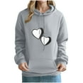 thumbnail image 1 of Women Hearts Print Hoodie with Pocket Valentines Day Outfits Drawstring Pullover Hooded Casual Sweatshirt Tops (L, Gray), 1 of 4