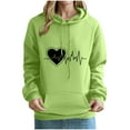 thumbnail image 1 of Women Hearts Print Hoodie with Pocket Valentines Day Outfits Drawstring Pullover Hooded Casual Sweatshirt Tops (L, Green 01), 1 of 4