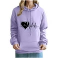 thumbnail image 1 of Women Hearts Print Hoodie with Pocket Valentines Day Outfits Drawstring Pullover Hooded Casual Sweatshirt Tops (XL, Purple 01), 1 of 4