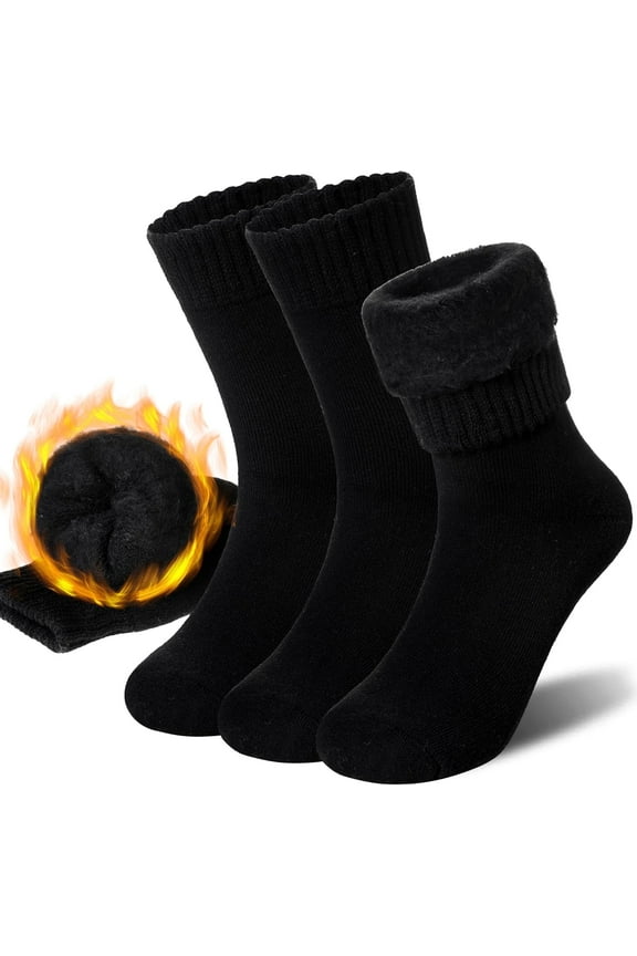 Women Heated Socks Ski Winter Thermal Hiking Snowboarding Thick Boot Insulated Socks 3 Pairs