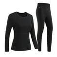 thumbnail image 1 of Women Heated Underwear Set Thermal Base Layer Heating Zones Fleece Lined Heated Jumper and Heated Leggings Heated Long Johns USB Charging Electric Body Warmer Heated Sleepwear Loungewear Black XXL, 1 of 6