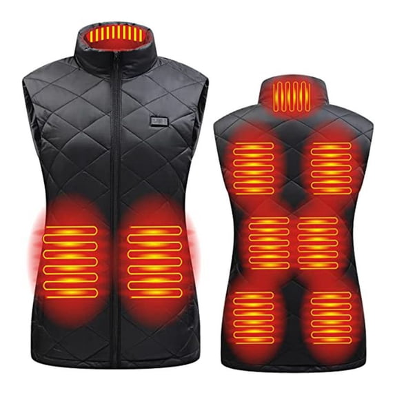 Women Heated Vest - Lightweight Heating Jacket Vest for Womens, 9pcs Heating Pads