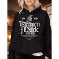 thumbnail image 1 of Women Heaven Made Black Faith Graphic Tee T Shirt Top Apparel Gentle Breathable Casual Hooded long-sleeved Black S-2XL, 1 of 7