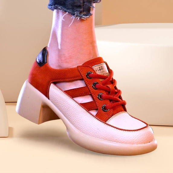 Women Heeled Sandals Chunky Heel Shoes Lightweight Trendy High Heeled Wedge Sneakers Block Heel Sandals for Spring Outdoor Travel for Women , Red, 37