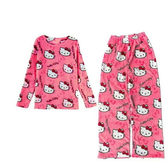 Women' Hello Kitty Pajama Set,Long-Sleeve Top and Pants,Soft Cozy Sleepwear in Multiple Colors