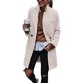 thumbnail image 1 of Women Herringbone Mid‑Length Wool Blend Coat Lapel Double Breasted Overcoat, 1 of 6