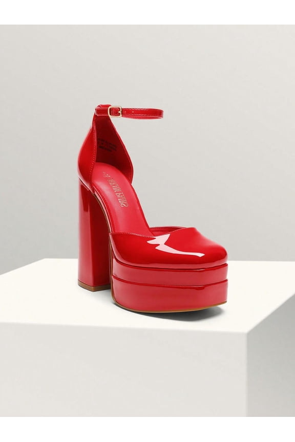 Women High Chunky Platform Block Heels Square Toe Ankle Strap Dress Shoes for Wedding Party Prom 2026