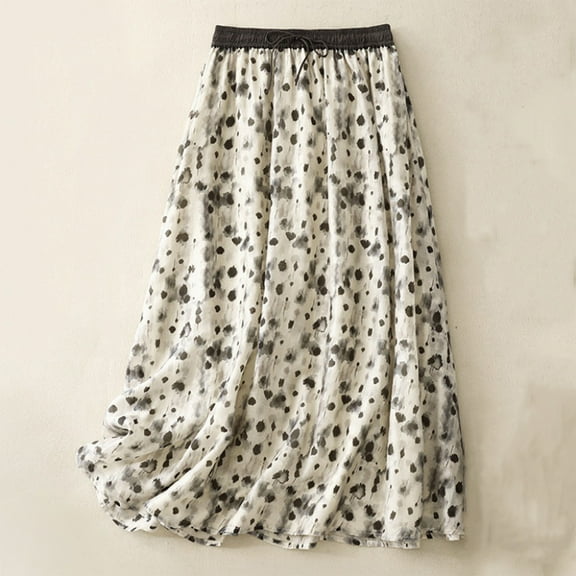 Women High Elastic Waist Pleated Chiffon Skirt Midi Swing A-line Skirts