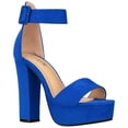 thumbnail image 1 of Women High Heel Chunky Heeled Sandals Platform Heels Ankle Strap Sandals Open Toe Heels Chunky Block Dressy Pumps Sandals High Heel Chunky Block Platform Heels, 1 of 5
