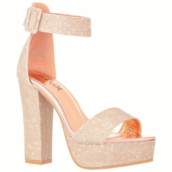 Women High Heel Chunky Heeled Sandals Platform Heels Ankle Strap Sandals Open Toe Heels Chunky Block Dressy Pumps Sandals High Heel Chunky Block Platform Heels