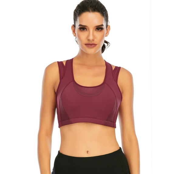 Women High Impact Sports Bras Running Bra Seamless Wirefree Molded Cups Workout Top Vest Activewear