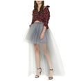 thumbnail image 1 of Women High Low Tulle Skirts Layered Mesh Tulle Skirt High Waist Princess Wedding Evening Prom Dovetail Skirts, 1 of 6