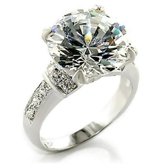 Women High-Polished 925 Sterling Silver Ring with AAA Grade CZ in Clear - Size 10