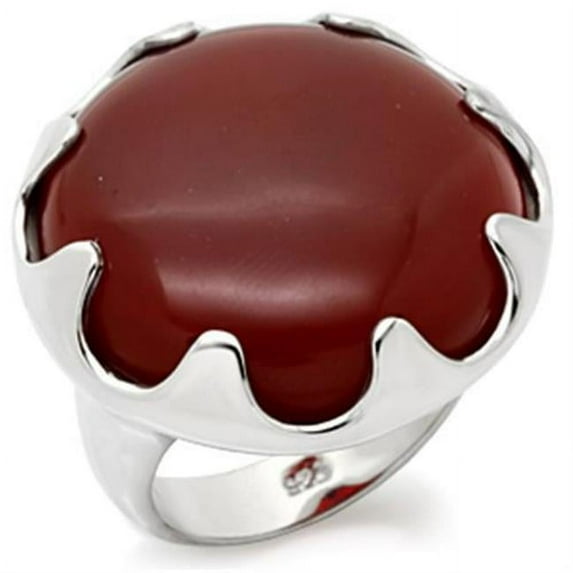 Women High-Polished 925 Sterling Silver Ring with Semi-Precious in Ruby - Size 11