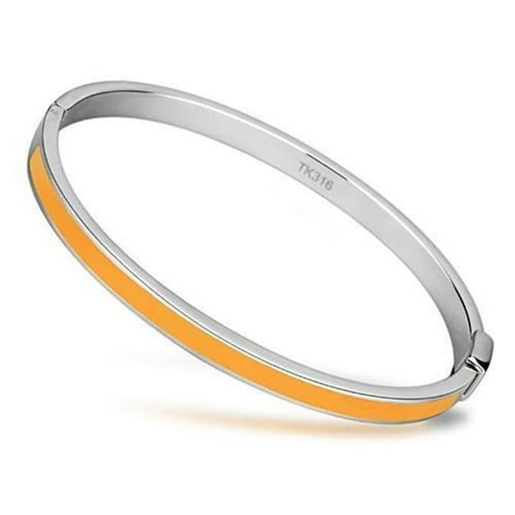 Women High Polished Stainless Steel Bangle with Epoxy in Topaz - 7.5 in.
