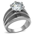 thumbnail image 1 of Women High Polished Stainless Steel Ring with AAA Grade CZ in Clear - Size 10, 1 of 1