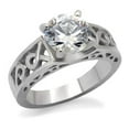 thumbnail image 1 of Women High Polished Stainless Steel Ring with AAA Grade CZ in Clear - Size 5, 1 of 1