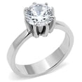 thumbnail image 1 of Women High Polished Stainless Steel Ring with AAA Grade CZ in Clear - Size 6, 1 of 1