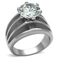 thumbnail image 1 of Women High Polished Stainless Steel Ring with AAA Grade CZ in Clear - Size 6, 1 of 1