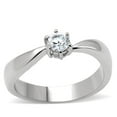 thumbnail image 1 of Women High Polished Stainless Steel Ring with AAA Grade CZ in Clear - Size 6, 1 of 1