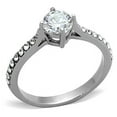 thumbnail image 1 of Women High Polished Stainless Steel Ring with AAA Grade CZ in Clear - Size 7, 1 of 1