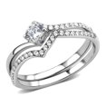 thumbnail image 1 of Women High Polished Stainless Steel Ring with AAA Grade CZ in Clear - Size 7, 1 of 1