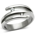 thumbnail image 1 of Women High Polished Stainless Steel Ring with AAA Grade CZ in Clear - Size 8, 1 of 1
