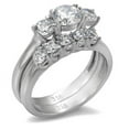 thumbnail image 1 of Women High Polished Stainless Steel Ring with AAA Grade CZ in Clear - Size 8, 1 of 1
