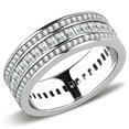 thumbnail image 1 of Women High Polished Stainless Steel Ring with AAA Grade CZ in Clear - Size 8, 1 of 1