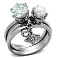 thumbnail image 1 of Women High Polished Stainless Steel Ring with AAA Grade CZ in Clear - Size 9, 1 of 1