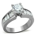 thumbnail image 1 of Women High Polished Stainless Steel Ring with AAA Grade CZ in Clear - Size 9, 1 of 1