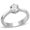 thumbnail image 1 of Women High Polished Stainless Steel Ring with AAA Grade CZ in Clear - Size 9, 1 of 1