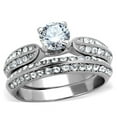 thumbnail image 1 of Women High Polished Stainless Steel Ring with AAA Grade CZ in Clear - Size 9, 1 of 1