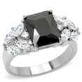 thumbnail image 1 of Women High Polished Stainless Steel Ring with AAA Grade CZ in Jet - Size 6, 1 of 1