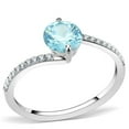 thumbnail image 1 of Women High Polished Stainless Steel Ring with AAA Grade CZ in Sea Blue - Size 6, 1 of 1